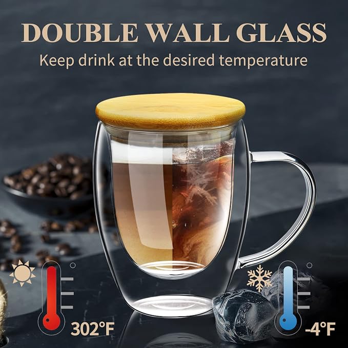 PARACITY Glass Coffee Mugs Set of 2 - Image 3