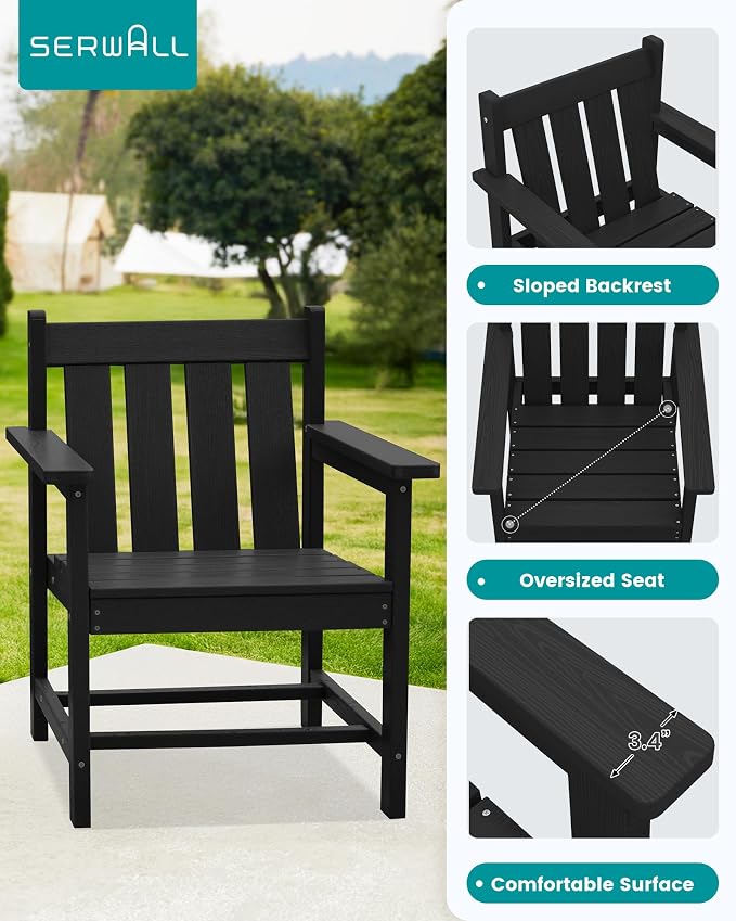 SEWRWALL 3 Pieces Patio Bistro Set, All Weather Adirondack Chair Set - Image 5