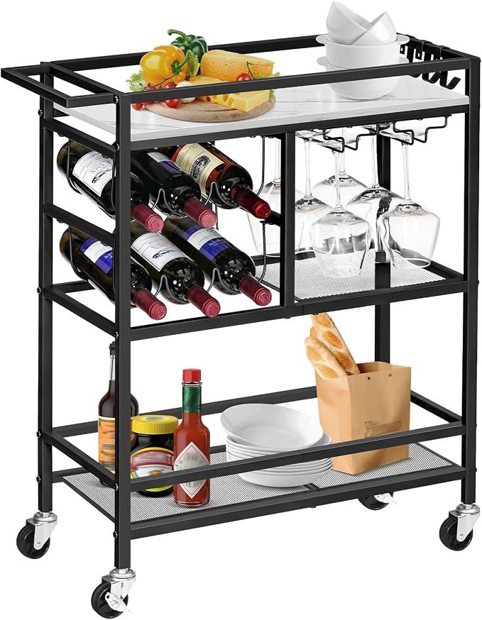 MAHANCRIS Bar Cart for Home, 3-Tier Serving Cart - Image 6
