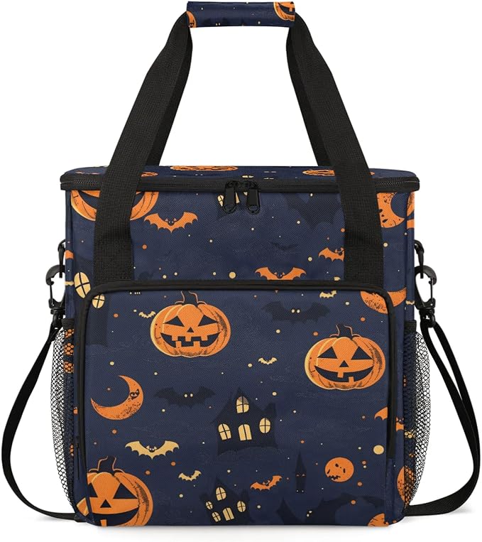 Halloween Pumpkin Bat Coffee Maker Carring Bag, Large Insulated Storage by Home