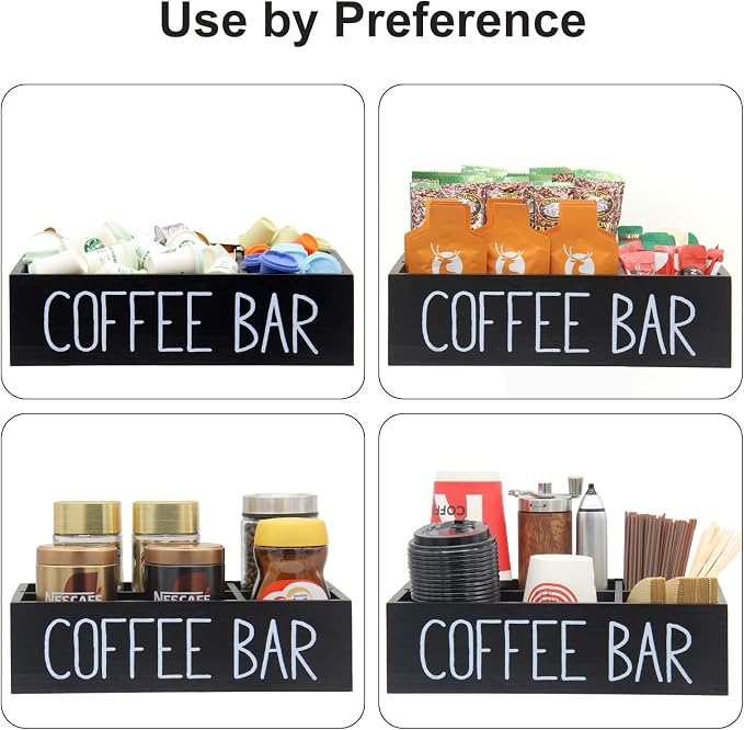 Coffee Station Organizer with Removable Dividers Disposable Cup Holder Wooden - Image 5