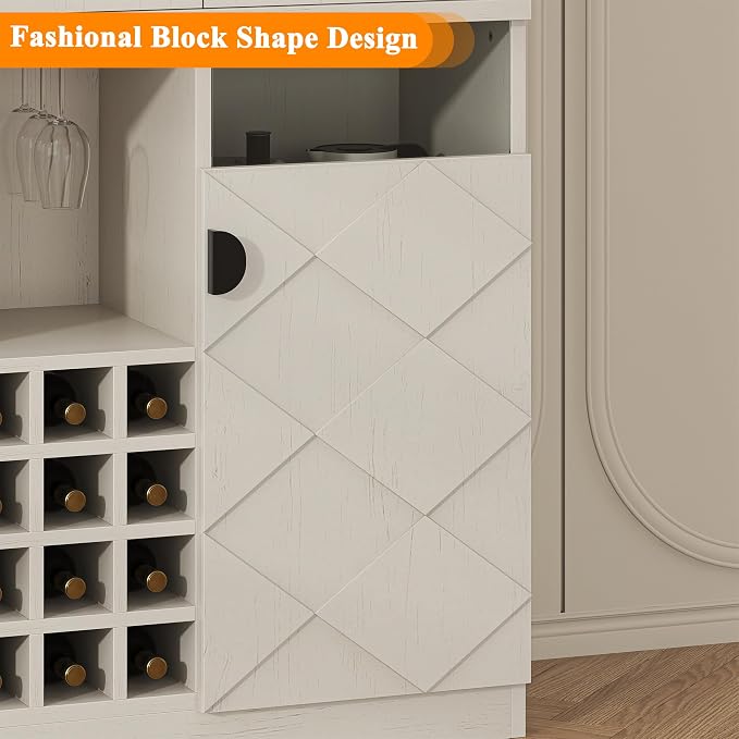 kepptory 72" Tall Kitchen Pantry Storage Cabinet, Freestanding Bar Cabinet - Image 5