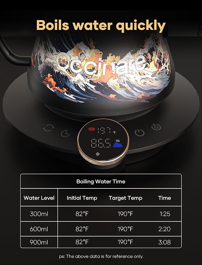 Cocinare Gooseneck Electric Kettle, ±0.5°F Precise Temperature Control - Image 6
