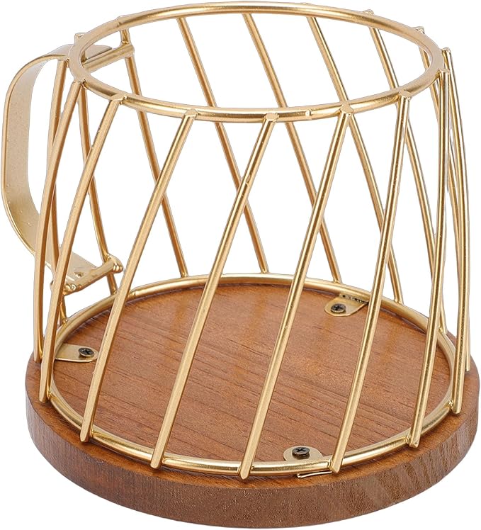 JTLB Coffee Pod Basket, Large Capacity Metal Wood Holder Organizer - Image 3