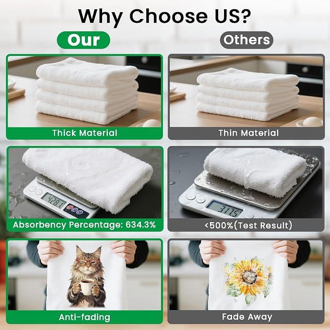CUTHOLLOW Funny Cats Decorative Kitchen Towels Set of 4, 15.74"x23.62" Soft & - Image 3