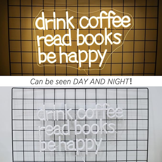 Looklight Drink Coffee Read Books Be Happy Neon Sign Warm White Read Books Led - Image 7