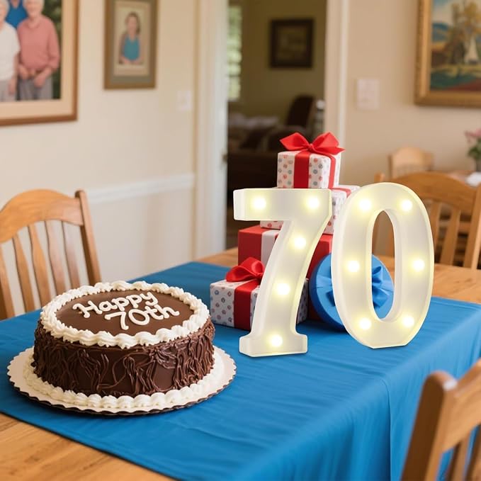 LED Marquee Number 70 Light Up Sign, Happy 70th Birthday Decorations - Image 4