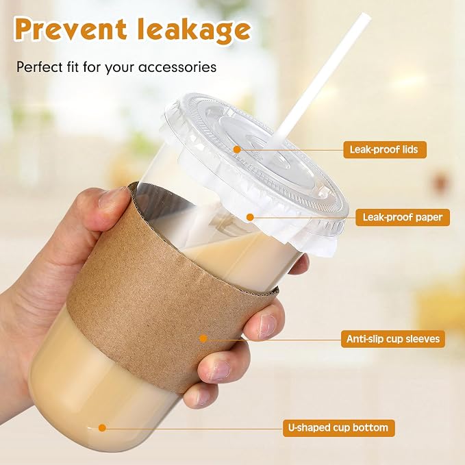 Baderke 50 Sets Clear Plastic Coffee Cups - Image 4