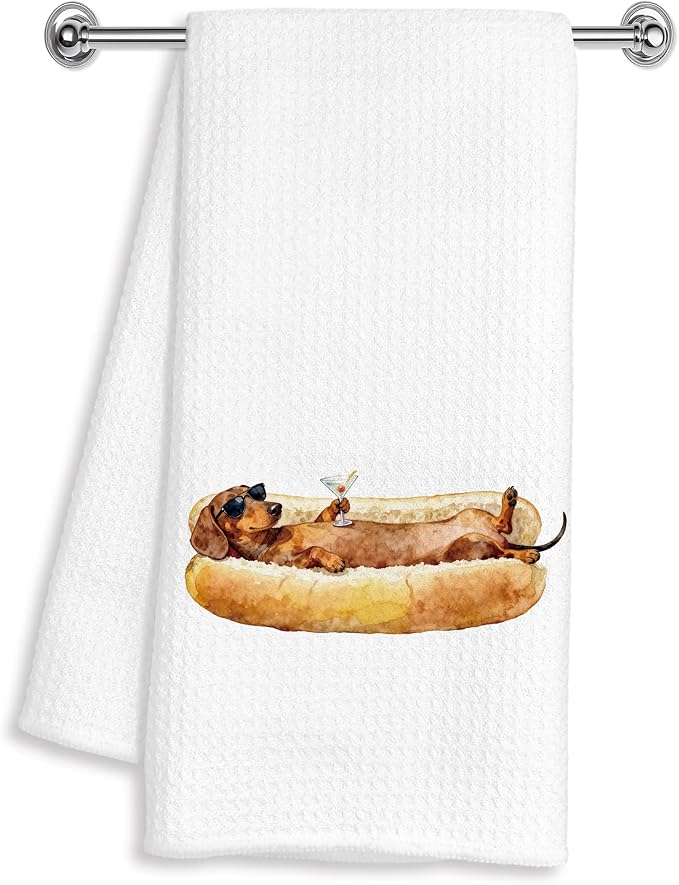 Funny Dachshund Hand Dish Tea Towels by Unknown