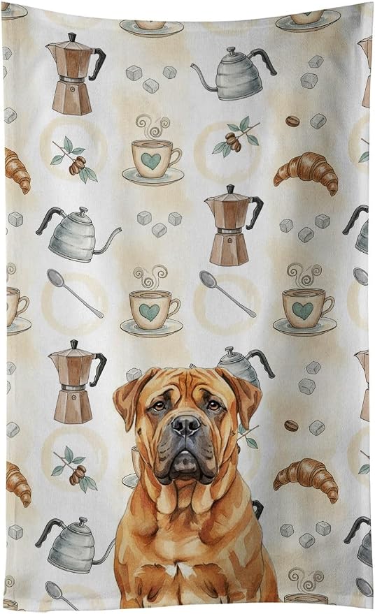 Caroline's Treasures Red Bullmastiff Coffee Bar Kitchen Towel Velour Plush by CarolinesTreasures