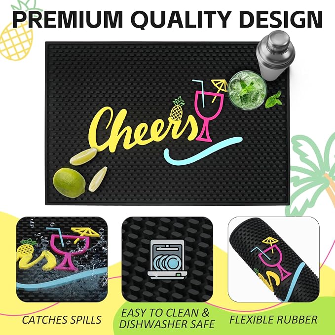 Cheers Bar Mats for Bartending, Bartender Mat for Home Coffee Bar Cocktail - Image 3