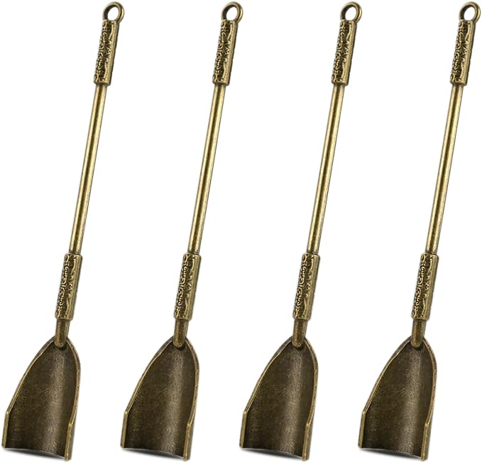 4 Pack Tiny Small Mini Spoons 4.3 Inches Metal Medicine Shovel Spices Powder by Demearly