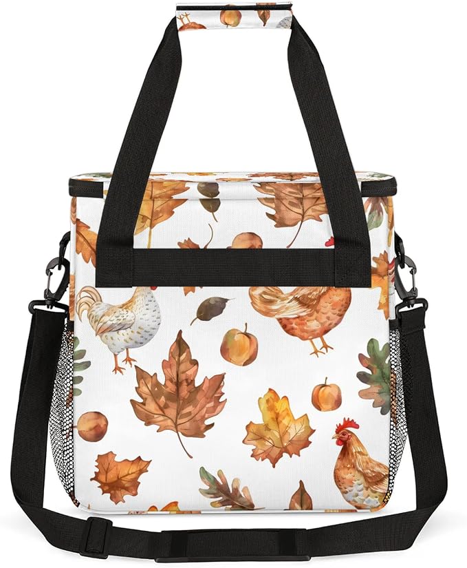 Fall Maple Leaf Rooster Coffee Maker Carring Bag, Large Insulated Storage - Image 5