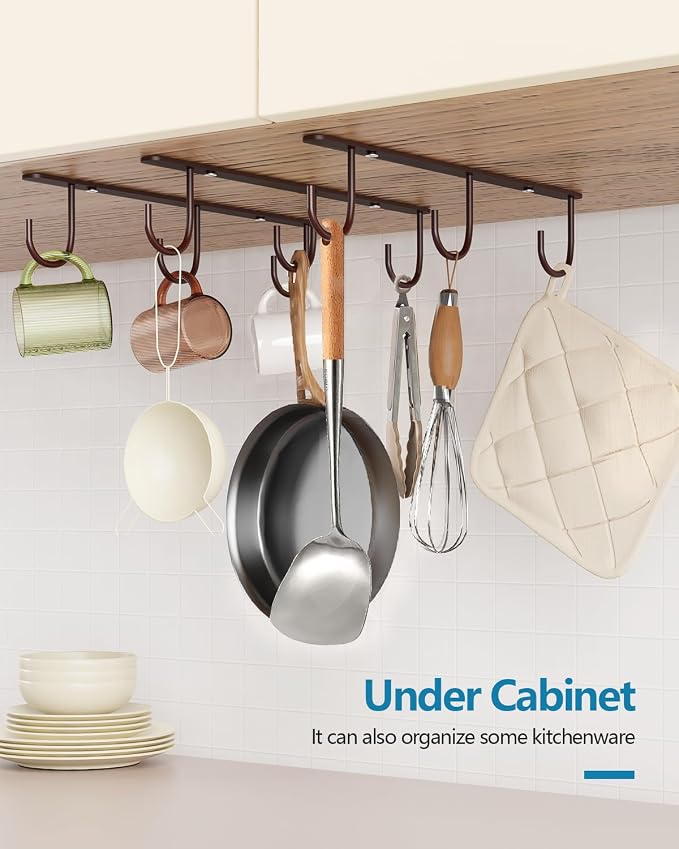 Luckinow 3 Pack Mug Hooks Under Cabinet, Coffee Mug Holder - Image 7