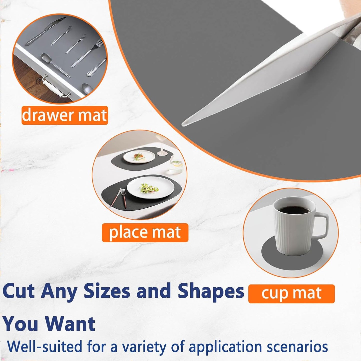 2Pack Large Silicone Mats for Kitchen Counter, 48''x24''(120cmx60cm) Heat Resistant Mat for Kitchen Island, Waterproof Multipurpose Countertop Protector, Light Gray