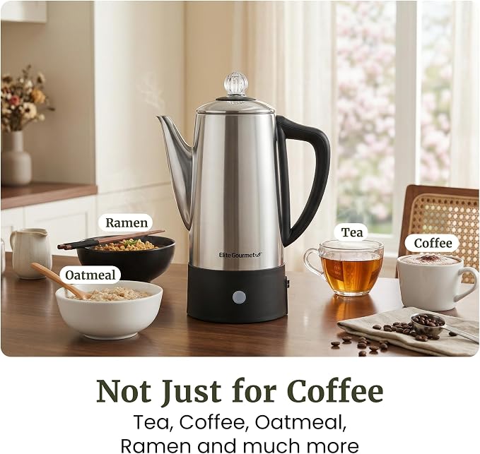 Elite Gourmet 6-Cup Electric Coffee Percolator – Stainless Steel, Fast Brewing - Image 6