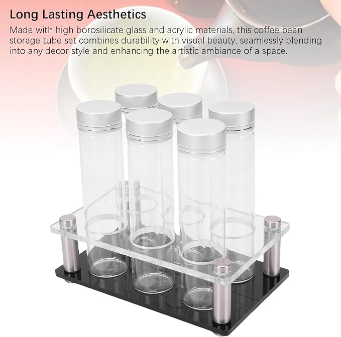 6PCS Coffee Beans Storage Tubes, Coffee Bean Cellar Dosing Glass Vials - Image 7