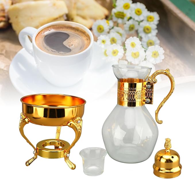 Vintage Turkish Teapot, Glass Coffee Pot Set Heatable Water Pitcher - Image 8