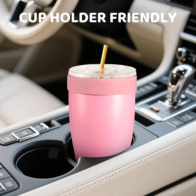 Universal Iced Coffee Sleeve, 32oz Double Wall Stainless Steel Insulator Fits - Image 6