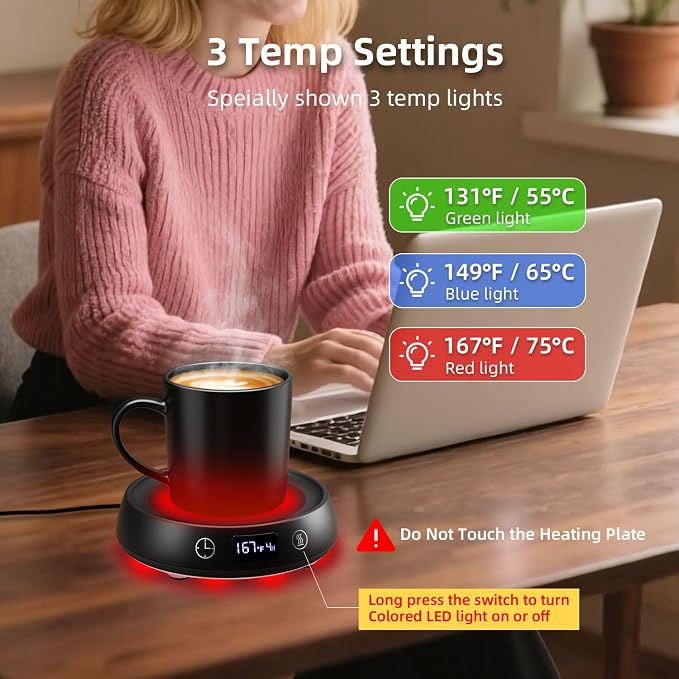 Mug Warmer for Desk, Electric Coffee Cup Warmer Candle Warmer 1-9H Delay Start - Image 4