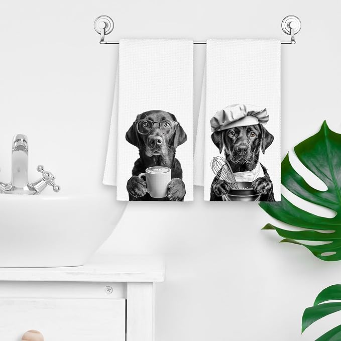 Dog Labrador Kitchen Towels Set of 2, Funny Cute Hand Bathroom Towels Gifts - Image 5