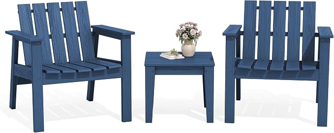 SERWALL Adirondack Chair Set, Includes Adirondack Chairs Set of 2 and 1 Piece by SERWALL