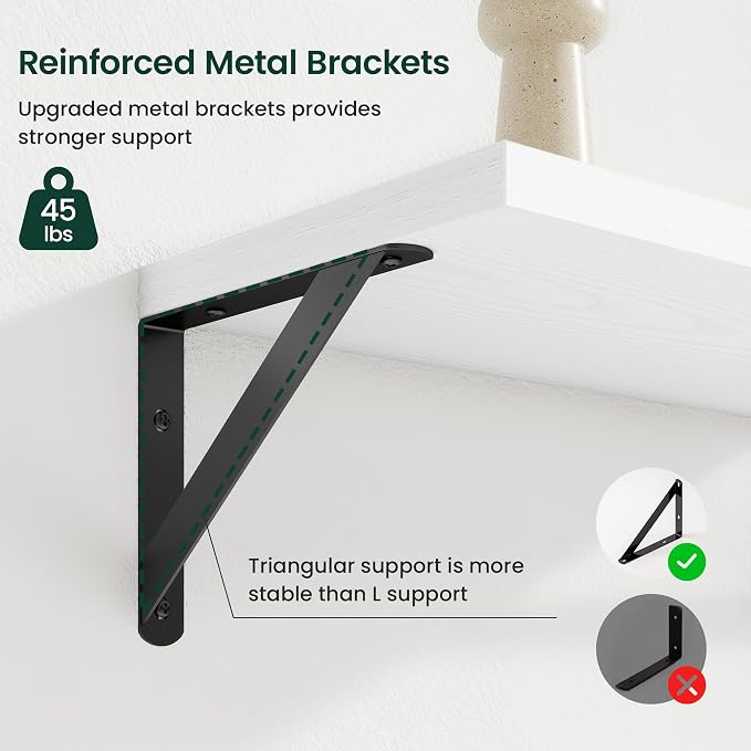 Floating Shelves 8 Inch Deep, 24W x 8D Wall Shelf Set of 2, 50 lbs Heavy Duty - Image 5