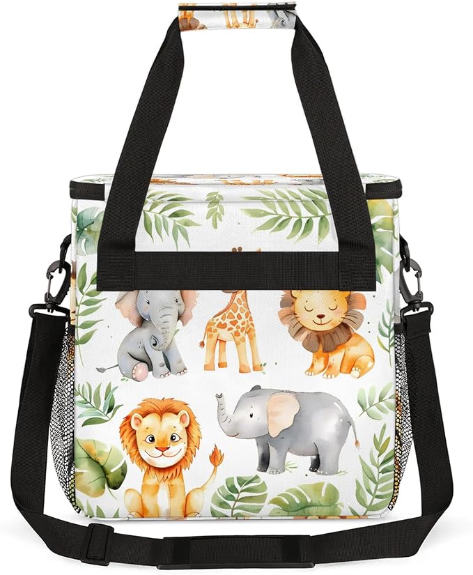 Tropical Rainfore Elephant Giraffe Lion Coffee Maker Carring Bag, Large - Image 5