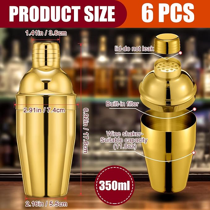 Nitial 6 Pcs Bar Cocktail Shaker Professional Stainless Steel Martini Drink - Image 2