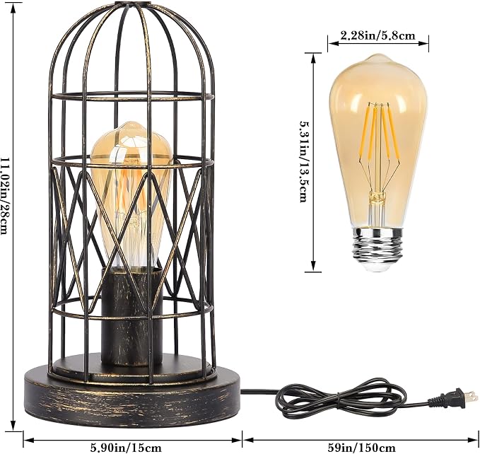 Industrial Table Lamp, Small Touch Lamp - Image 2