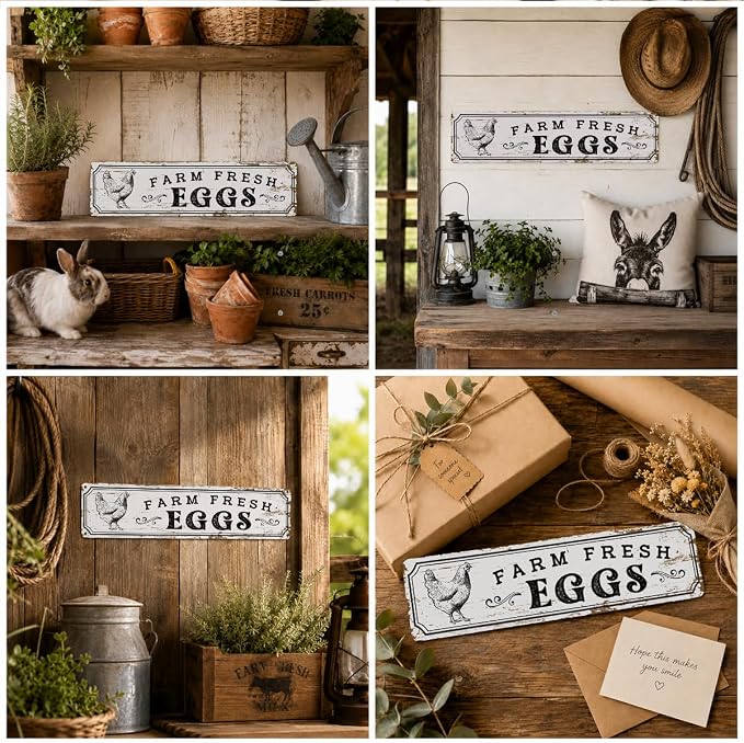 Rustic Farmhouse Style Chicken Coop Sign, Metal Outdoor Chicken House Signs - Image 6