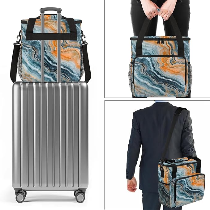 Marble Abstract Coffee Maker Carring Bag, Large Insulated Storage Organizer - Image 7