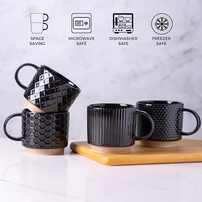 GBhome 15OZ Stackable Coffee Mugs, Ceramic Coffee Mugs - Image 7