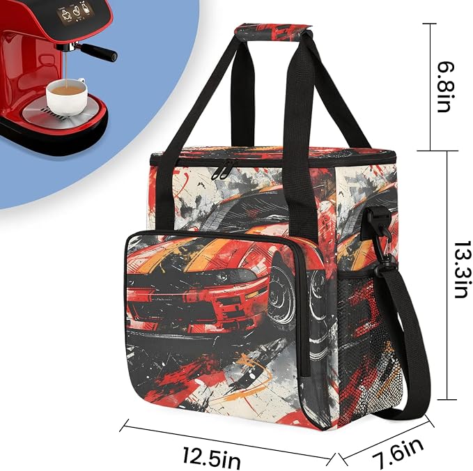 Cool Car Coffee Maker Carring Bag, Large Insulated Storage Organizer Case Tote - Image 2