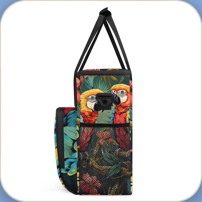 Tropical Bird Parrot Coffee Maker Carring Bag, Large Insulated Storage - Image 4