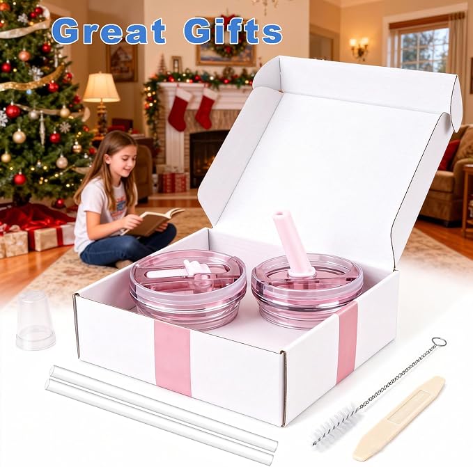30oz Flip Straw Leak Proof Lid for Stanley Cup Accessories, 2 Pack No Spill Lid - Image 9