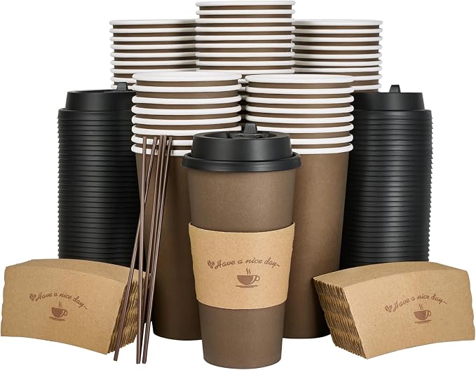 LITOPAK 100 Pack 20 oz Paper Coffee Cups, Drinking Cups by LITOPAK