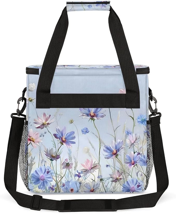 Daisy Floral Spring Coffee Maker Carring Bag, Large Insulated Storage Organizer - Image 5