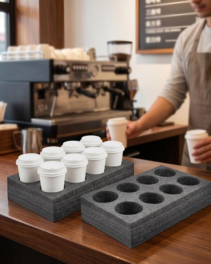 2 Pack 8 Cups Takeout Cup Holders Foam, Foam Cup Holder Tray, Foam Takeout - Image 5