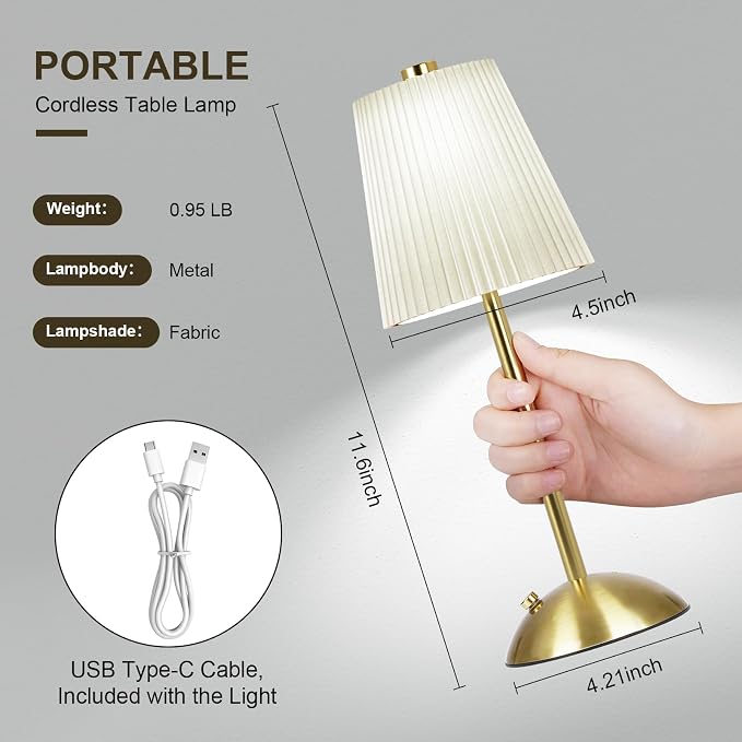 FRIDEKO HOME Rechargeable Table Lamp Gold - Image 6