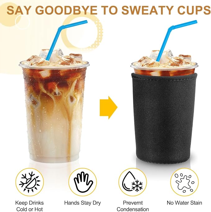 CHENGU 12 Pack Reusable Iced Coffee Sleeves Bulk Cold Cup Neoprene Insulated - Image 3