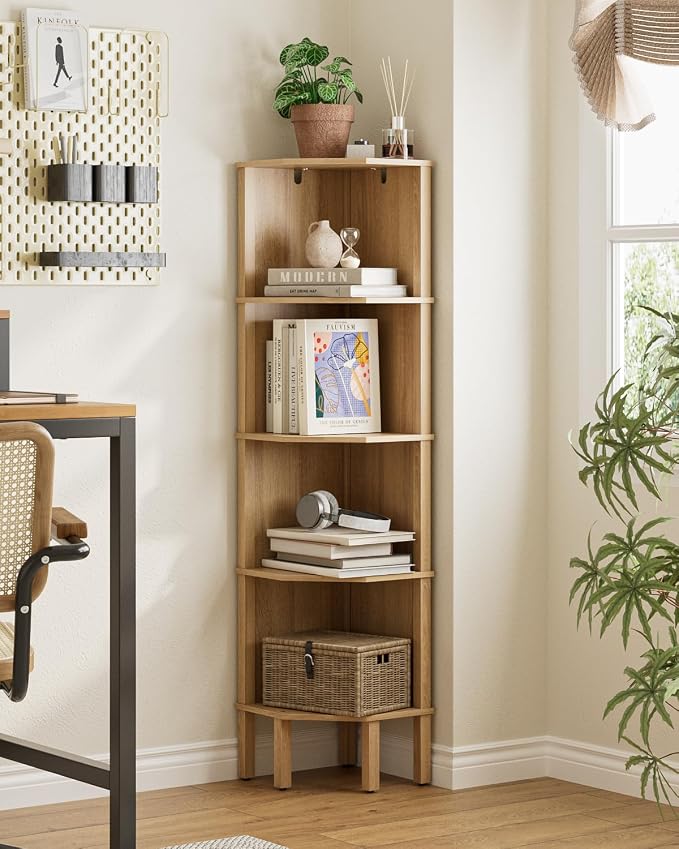 Corner Shelf, 5 Tier Corner Bookshelf, Display Corner Shelf Stand - Image 3