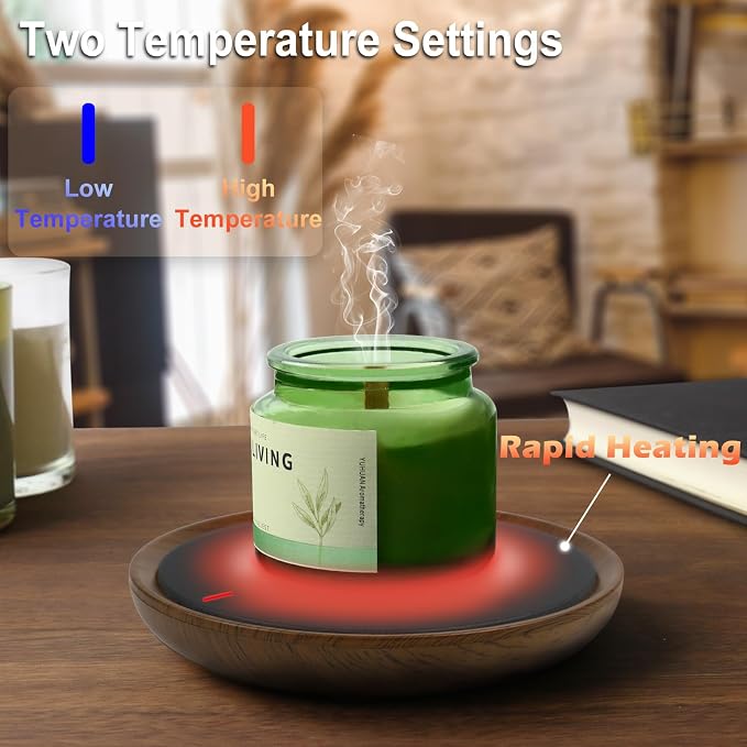 Coffee Mug Warmer, Candle Warmer Plate Wood Grain Style, Wax Melt Warmer - Image 4