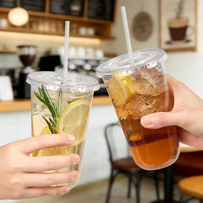 [100 Sets - 18oz Round Bottom Clear Plastic Cups - Image 9