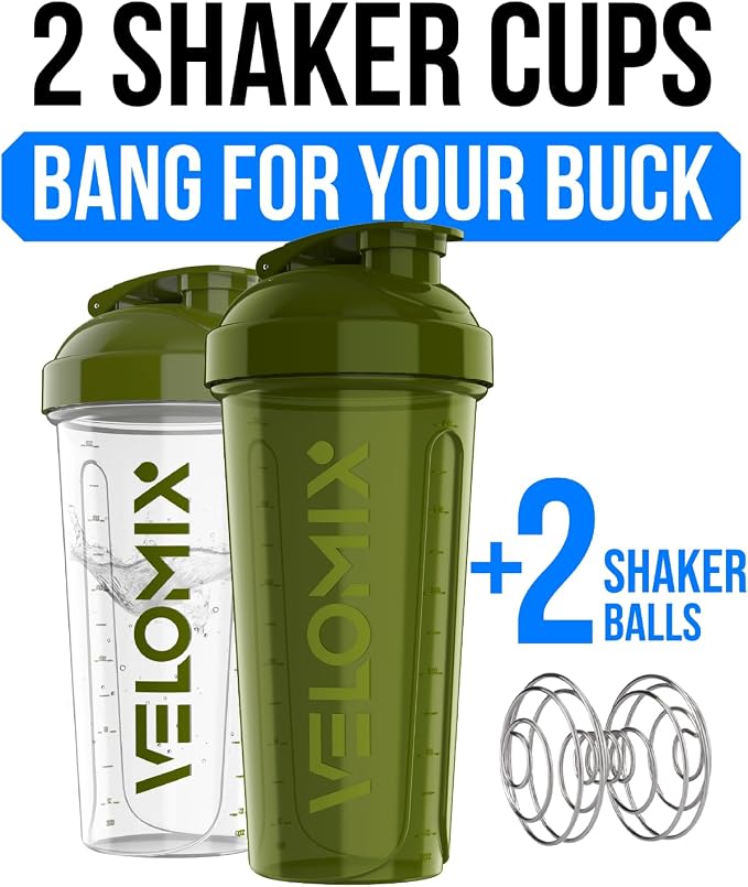 VELOMIX -2 Pack- 28 oz Protein Shaker Bottles - Image 2