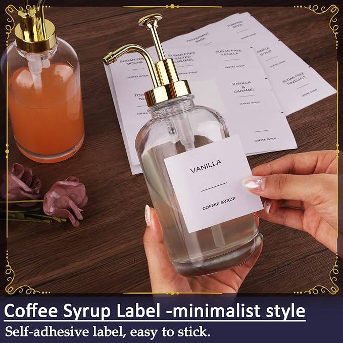 2Pack Coffee Syrup Dispenser, 16.9 oz Transparent Glass Bottles - Image 6