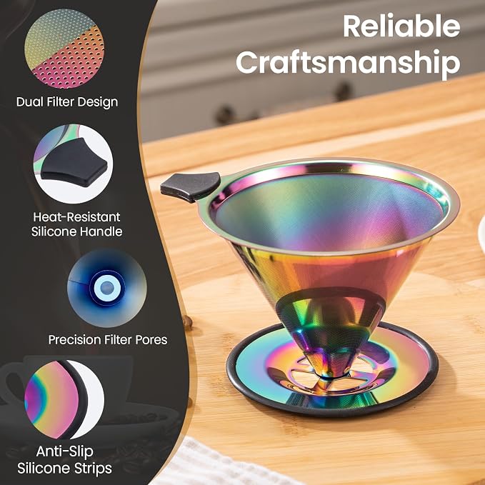 【2.0 Upgraded】 Stainless Steel Pour Over Coffee Filter, Paperless Reusable - Image 5