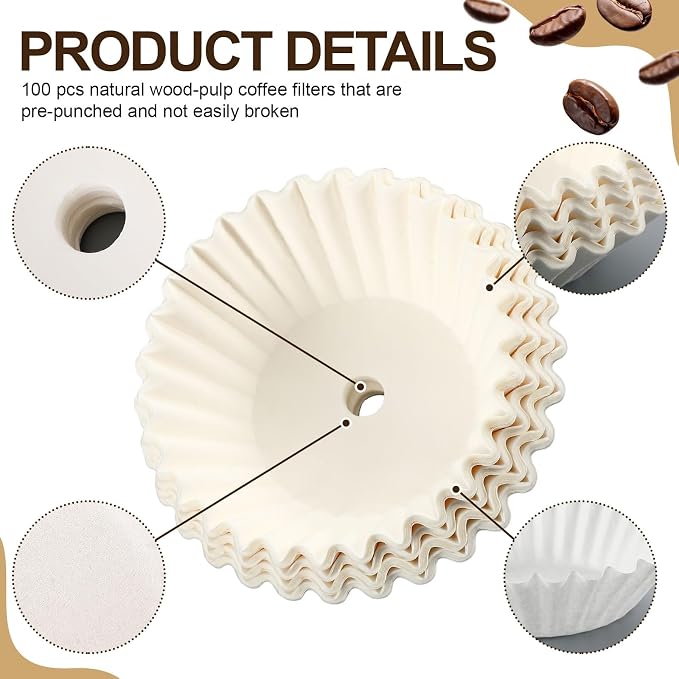 Feifeiya 100 Pcs Pre-punched Holes Coffee Filters - Image 3