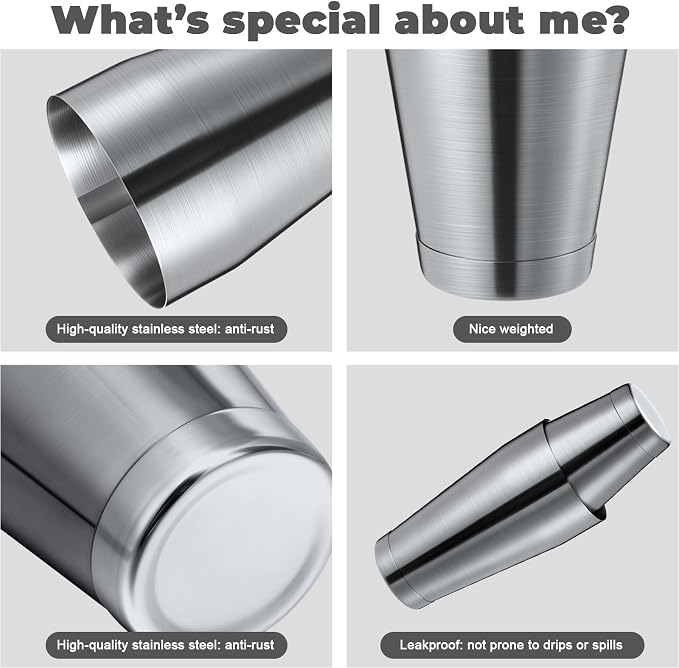 Sabary 2 Pcs Cocktail Shakers Professional Bar Shaker Boston Set Stainless - Image 4