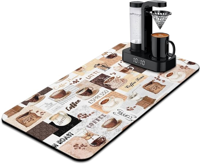 Coffee Mat 17inx31.5in, Coffee Bar Mat by Kuyig+Home
